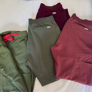 Stylish Scrub Pants Set in Green and Burgundy